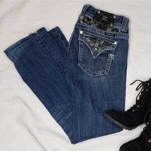 Miss Me | Bootcut Jeans with Black Lace Detail